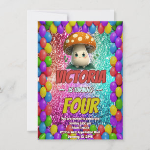 Invitation d'anniversaire de champignons pour enfa