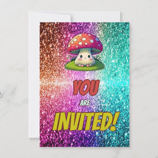 Invitation d'anniversaire de champignons pour enfa (Dos)