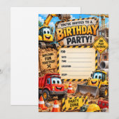 Invitation d'anniversaire de chantier de construct (Devant / Derrière)