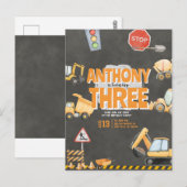 Invitation d'anniversaire de chantier de construct (Devant / Derrière)