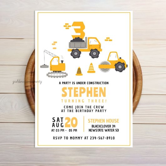 Invitation d'anniversaire de chantier de construct