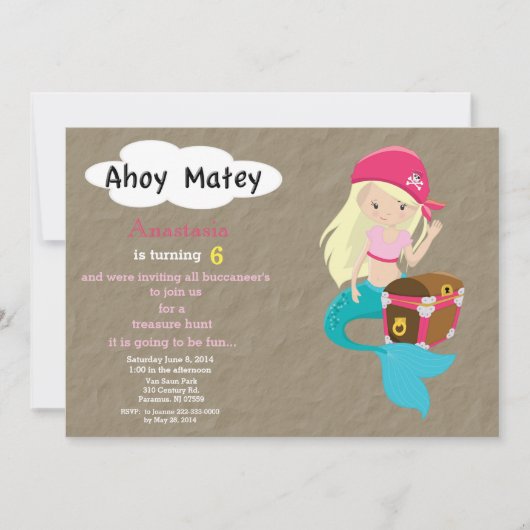 Invitation d'anniversaire de chasse à trésor de (Devant)