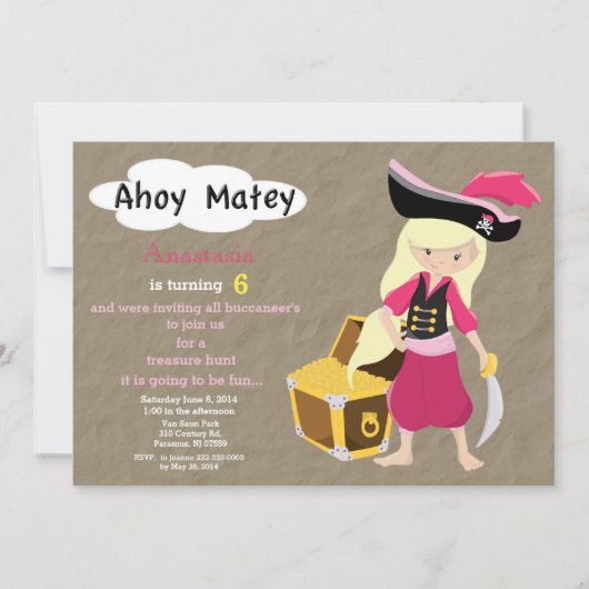 Invitation d'anniversaire de chasse à trésor de (Devant)