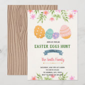 Invitation d'anniversaire de chasse aux œufs de Pâ (Devant / Derrière)