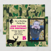 Invitation d'anniversaire de chasse avec camouflag (Devant / Derrière)
