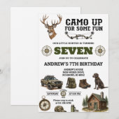 Invitation d'anniversaire de chasse camouflage per (Devant / Derrière)
