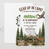 Invitation d'anniversaire de chasse garçon camoufl (Devant / Derrière)