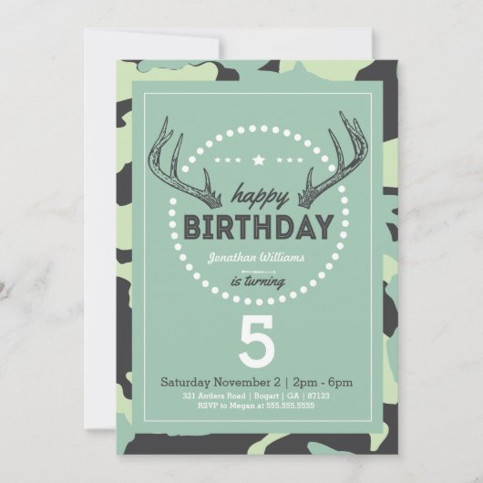 Invitation d'anniversaire de chasse pour des (Devant)