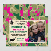 Invitation d'anniversaire de chasse, pour garçon e (Devant / Derrière)