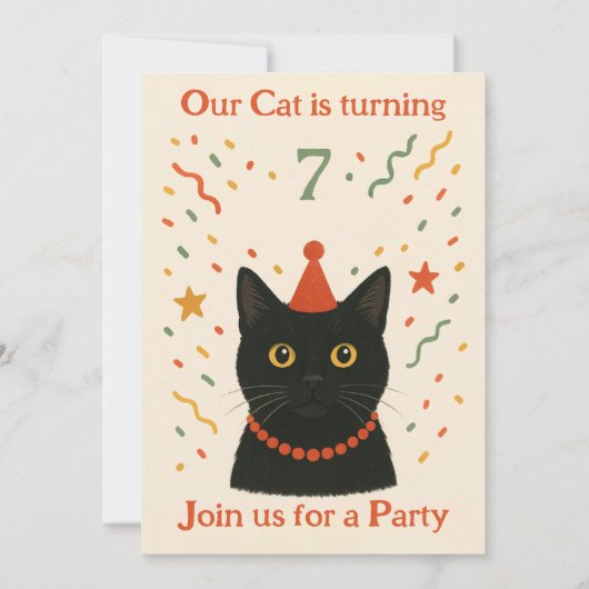 Invitation d'anniversaire de chat (Devant)