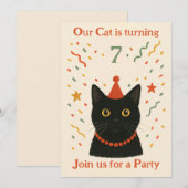 Invitation d'anniversaire de chat (Devant / Derrière)