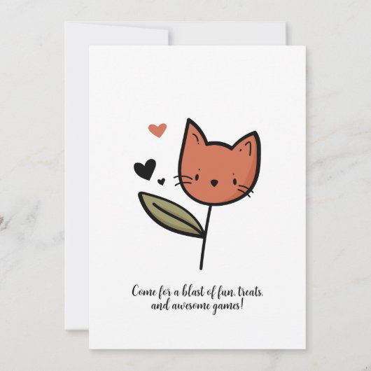 Invitation d'anniversaire de chat - Belle fête d'a (Dos)