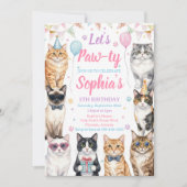 Invitation d'anniversaire de chat Fête de chaton P (Devant)