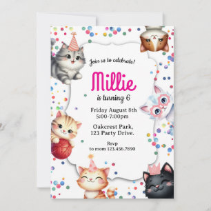 Invitation d'anniversaire de chat, invitation de f