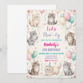 Invitation d'anniversaire de chat Kitten Party Paw (Devant / Derrière)