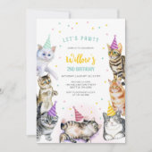 Invitation d'anniversaire de chat mignon (Devant)