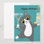 Invitation d'anniversaire de chat mignon (Devant / Derrière)