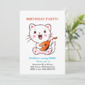 Invitation d'anniversaire de chat mignon & ballons (Debout devant)