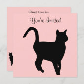Invitation d'anniversaire de chat noir (Devant / Derrière)
