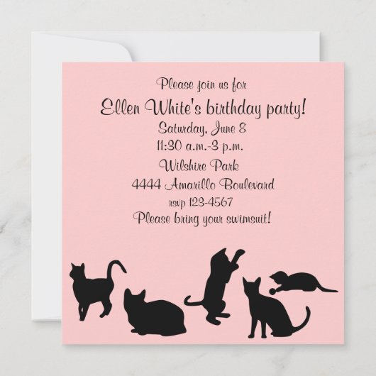 Invitation d'anniversaire de chat noir (Dos)
