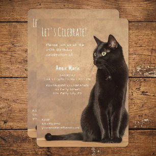 Invitation d'anniversaire de chat noir magnifique