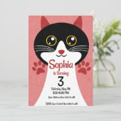 Invitation d'anniversaire de chat | Nom et âge mod (Debout devant)