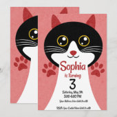 Invitation d'anniversaire de chat | Nom et âge mod (Devant / Derrière)