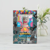 Invitation d'anniversaire de chat personnalisée à  (Debout devant)