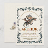 Invitation d'anniversaire de château de chevalier (Devant / Derrière)