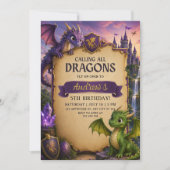 Invitation d'anniversaire de château de fantaisie (Devant)
