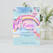 Invitation d'anniversaire de château de licorne mi (Debout devant)