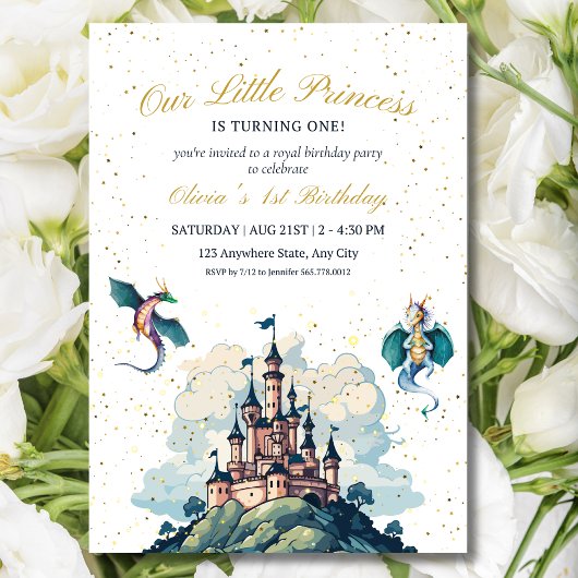 Invitation d'anniversaire de château de princesse 
