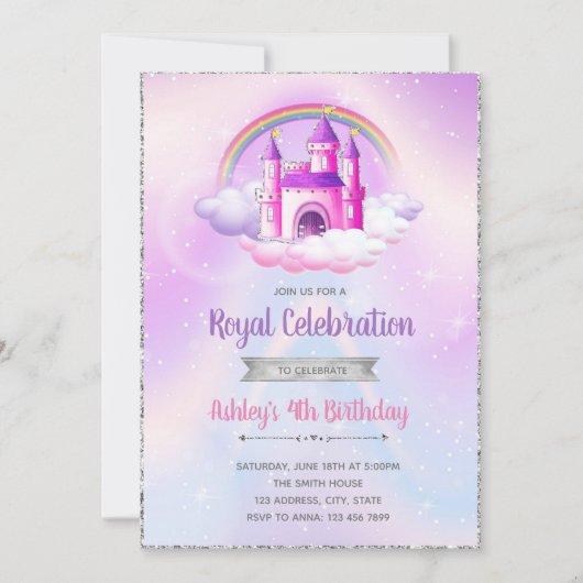 Invitation d'anniversaire de château sur le thème (Devant)