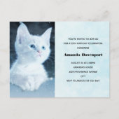Invitation d'anniversaire de chaton blanc mignon a (Devant)