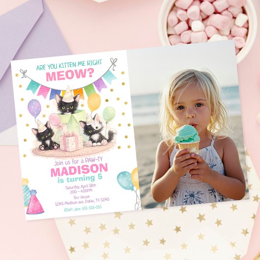 Invitation d'anniversaire de chaton Êtes-vous en t