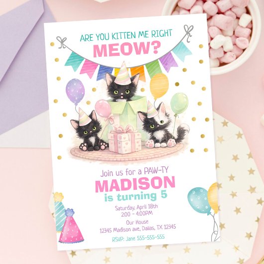 Invitation d'anniversaire de chaton Êtes-vous en t