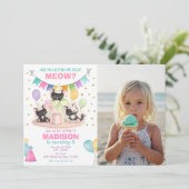 Invitation d'anniversaire de chaton Êtes-vous en t (Debout devant)