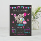 Invitation d'anniversaire de chaton / Fête de chat (Debout devant)