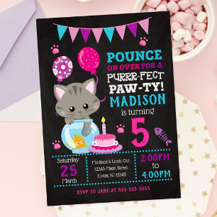 Invitation d'anniversaire de chaton / Fête de chat