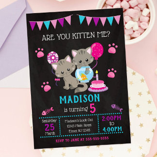 Invitation d'anniversaire de chaton / Fête de chat