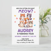 Invitation d'anniversaire de chaton mignon (Debout devant)