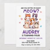 Invitation d'anniversaire de chaton mignon (Devant / Derrière)