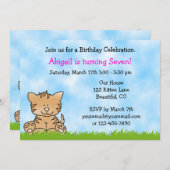 Invitation d'anniversaire de chats Kitty pour fill (Devant / Derrière)