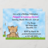 Invitation d'anniversaire de chats Kitty pour fill (Devant / Derrière)