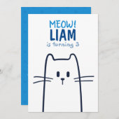 Invitation d'anniversaire de chats mignons (Devant / Derrière)