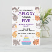 Invitation d'anniversaire de chats mignons (Debout devant)