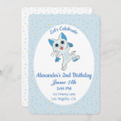 Invitation d'anniversaire de chats mignons (Devant / Derrière)