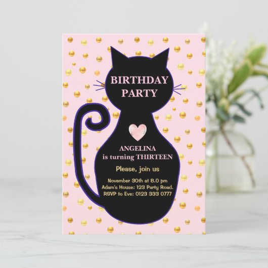 Invitation d'anniversaire de chats mignons (Debout devant)