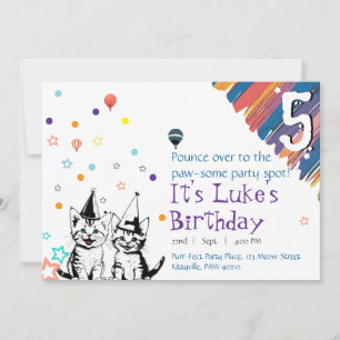 Invitation d'anniversaire de chats Whimsical