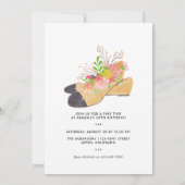 Invitation d'anniversaire de chaussure florale de (Dos)
